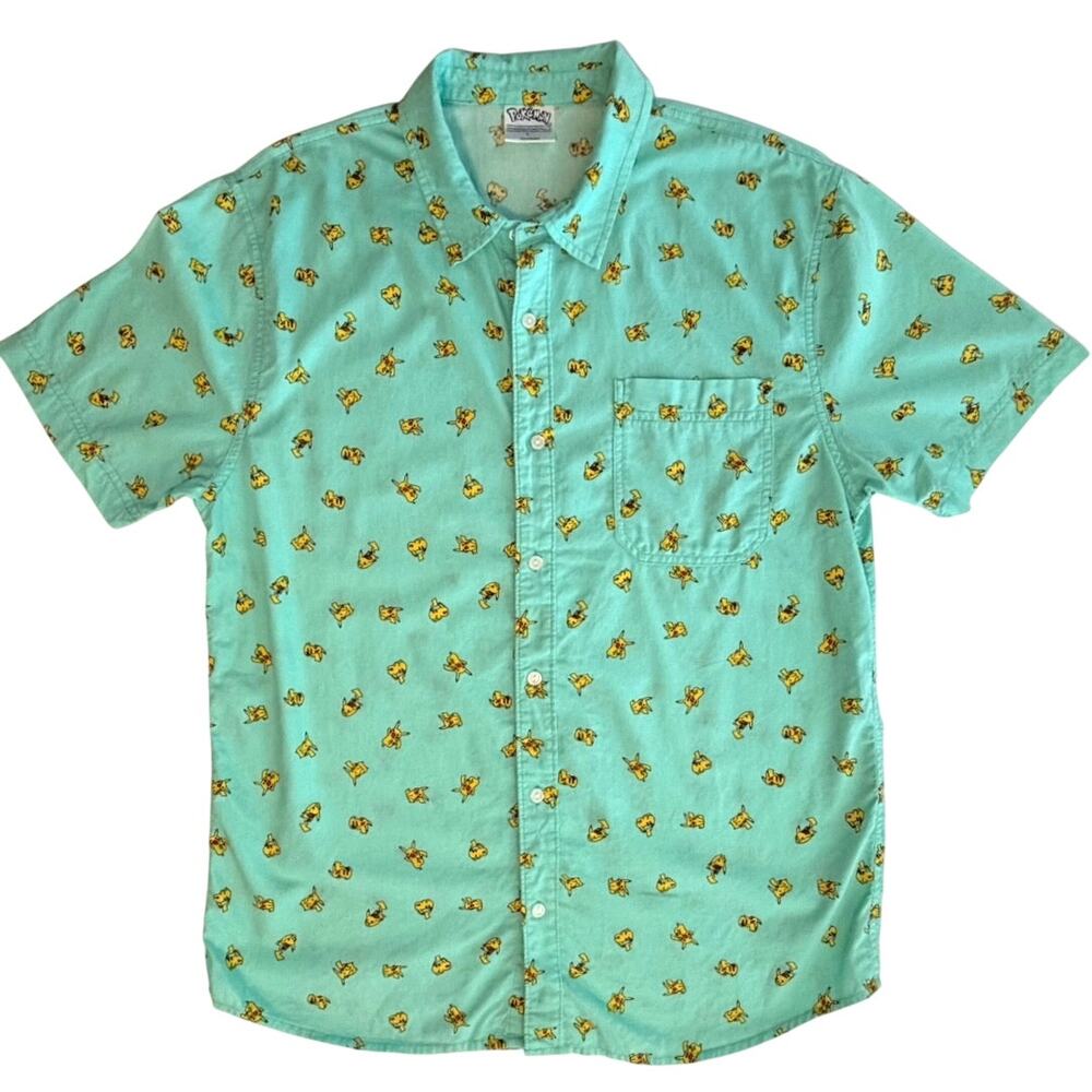 Pokemon Pikachu Allover Print Mens Size L Short Sleeve Gamer Anime Graphic Soft